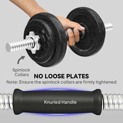 SPORTNOW 2-in-1 Adjustable Dumbbells Set, 20kg Weights Dumbbells Set With Non-Slip Grip For Strength Training, Weight Lifting, Bodybuilding, Home Gym Workout Equipment For Men & Women