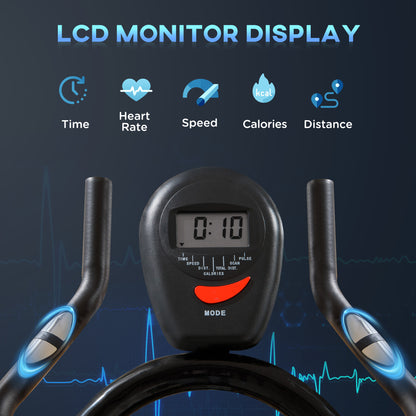 Stationary Exercise Bike, 8kg Flywheel Indoor Cycling Workout Fitness Bike, Adjustable Resistance Cardio Exercise Machine W/ LCD Monitor Pad And Phone Holder For Home, Gym, Office, Black