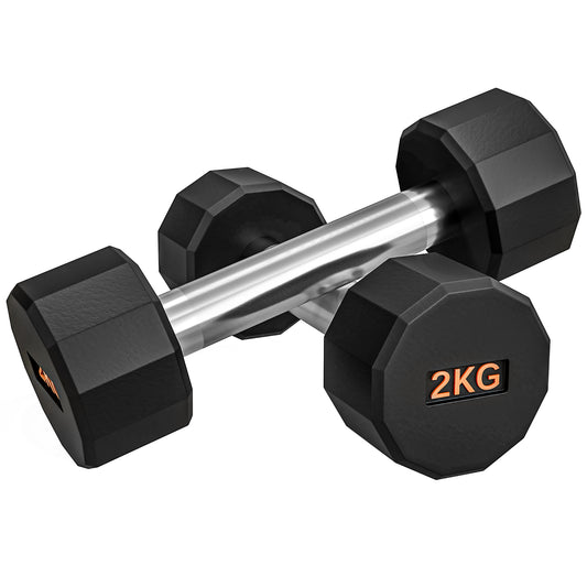 SPORTNOW Dumbbells Weights Set With 12-Sided Shape And Non-Slip Grip For Men Women Home Gym Workout, 2 X 2kg